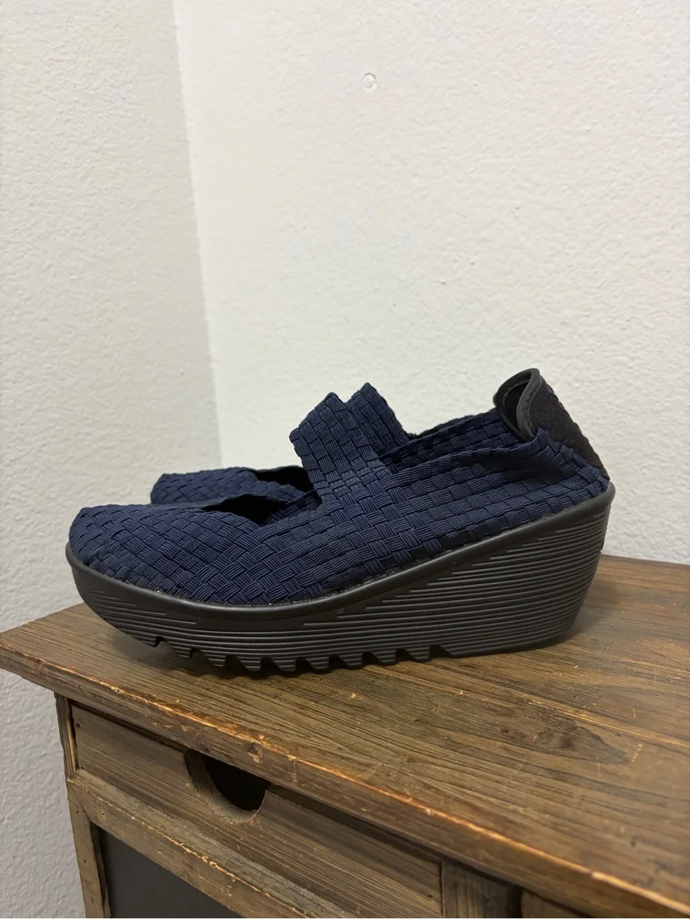 Rock Spring NWT Navy Blue Woven Mary Jane Wedge Sandals - Size 9